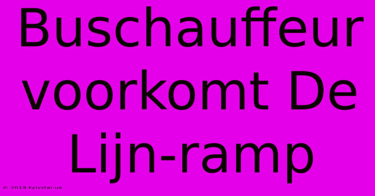 Buschauffeur Voorkomt De Lijn-ramp