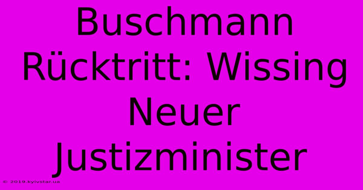 Buschmann Rücktritt: Wissing Neuer Justizminister