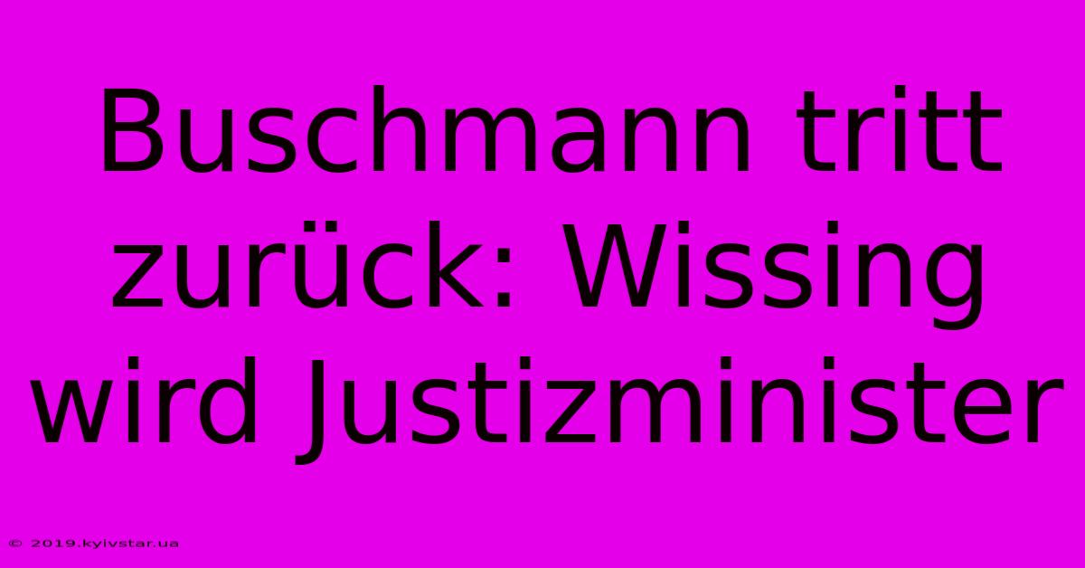 Buschmann Tritt Zurück: Wissing Wird Justizminister