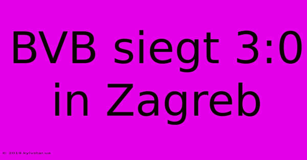 BVB Siegt 3:0 In Zagreb