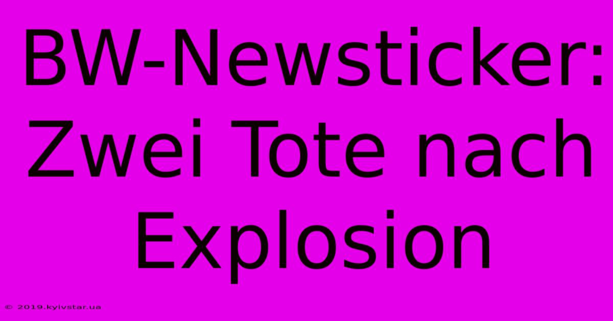 BW-Newsticker: Zwei Tote Nach Explosion