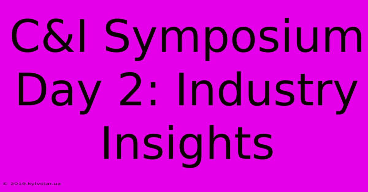 C&I Symposium Day 2: Industry Insights