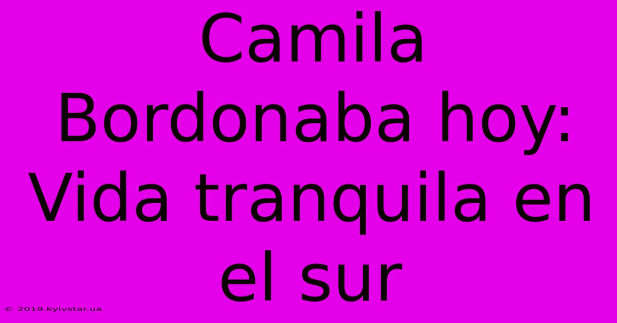 Camila Bordonaba Hoy: Vida Tranquila En El Sur