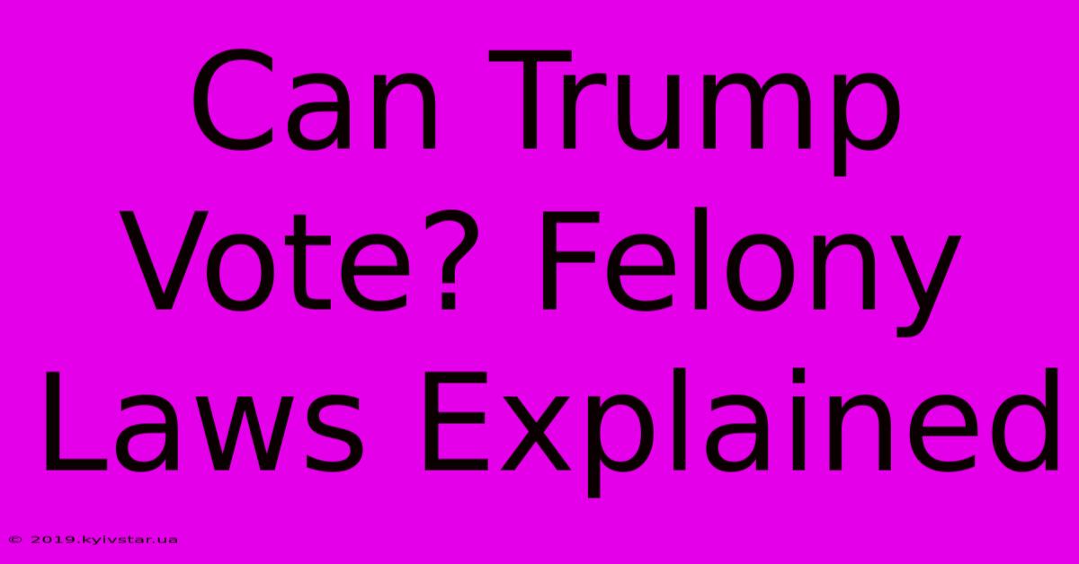 Can Trump Vote? Felony Laws Explained 