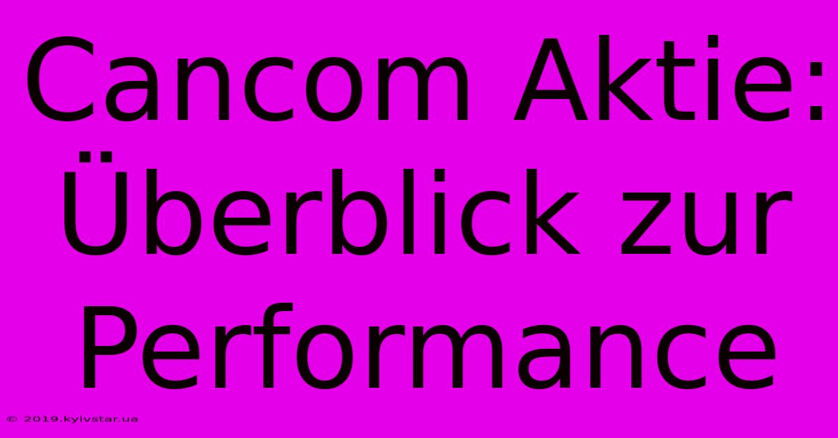 Cancom Aktie: Überblick Zur Performance