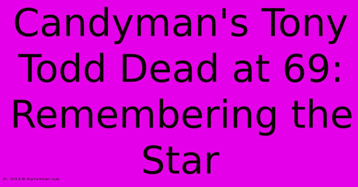 Candyman's Tony Todd Dead At 69: Remembering The Star