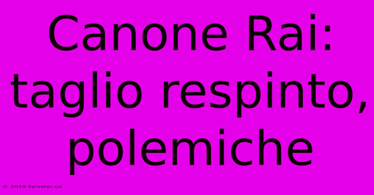 Canone Rai: Taglio Respinto, Polemiche