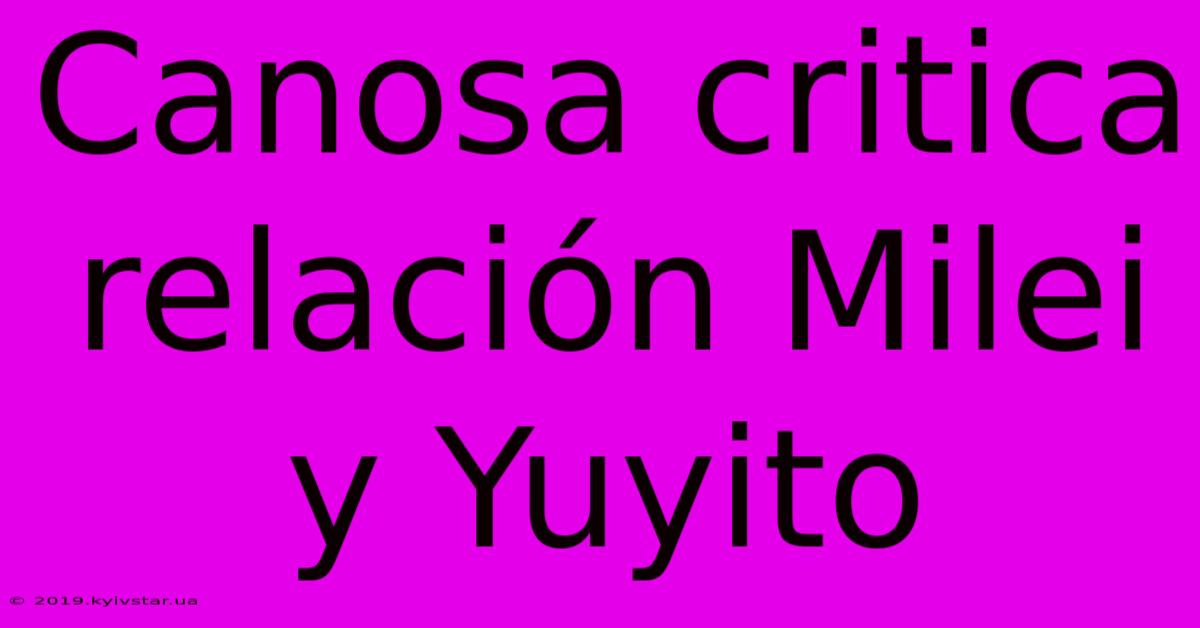 Canosa Critica Relación Milei Y Yuyito