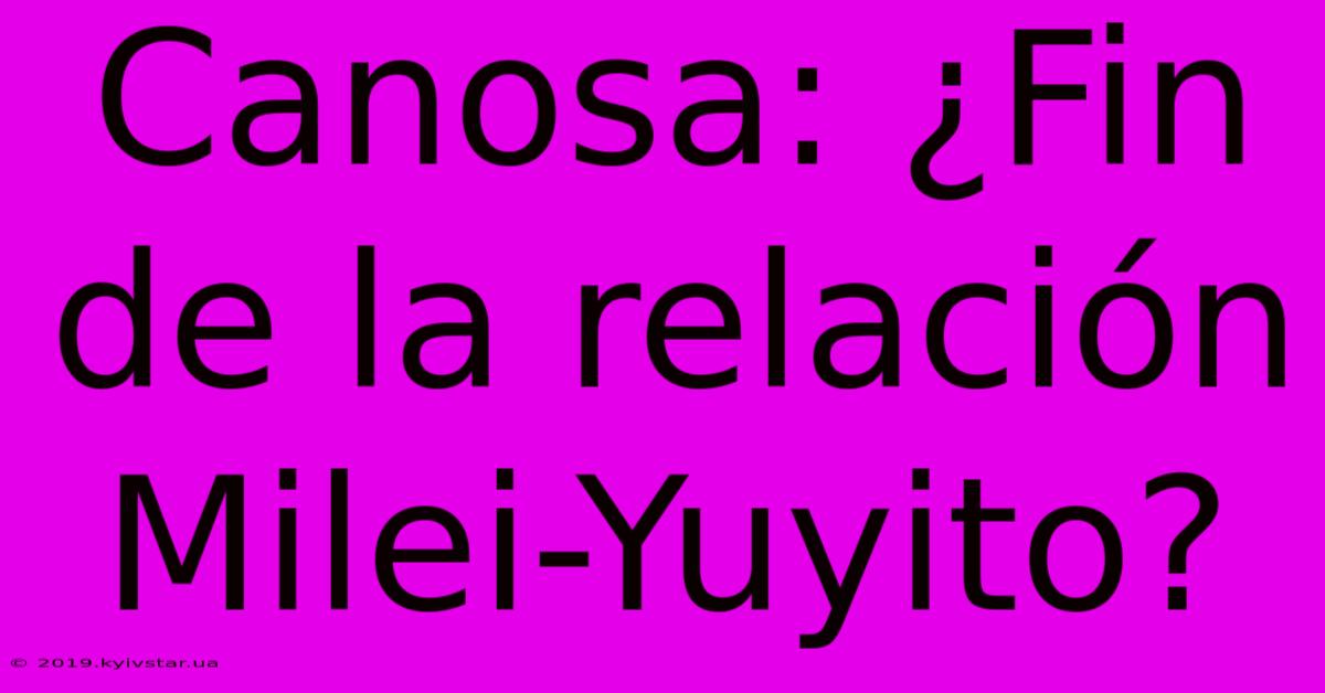 Canosa: ¿Fin De La Relación Milei-Yuyito? 