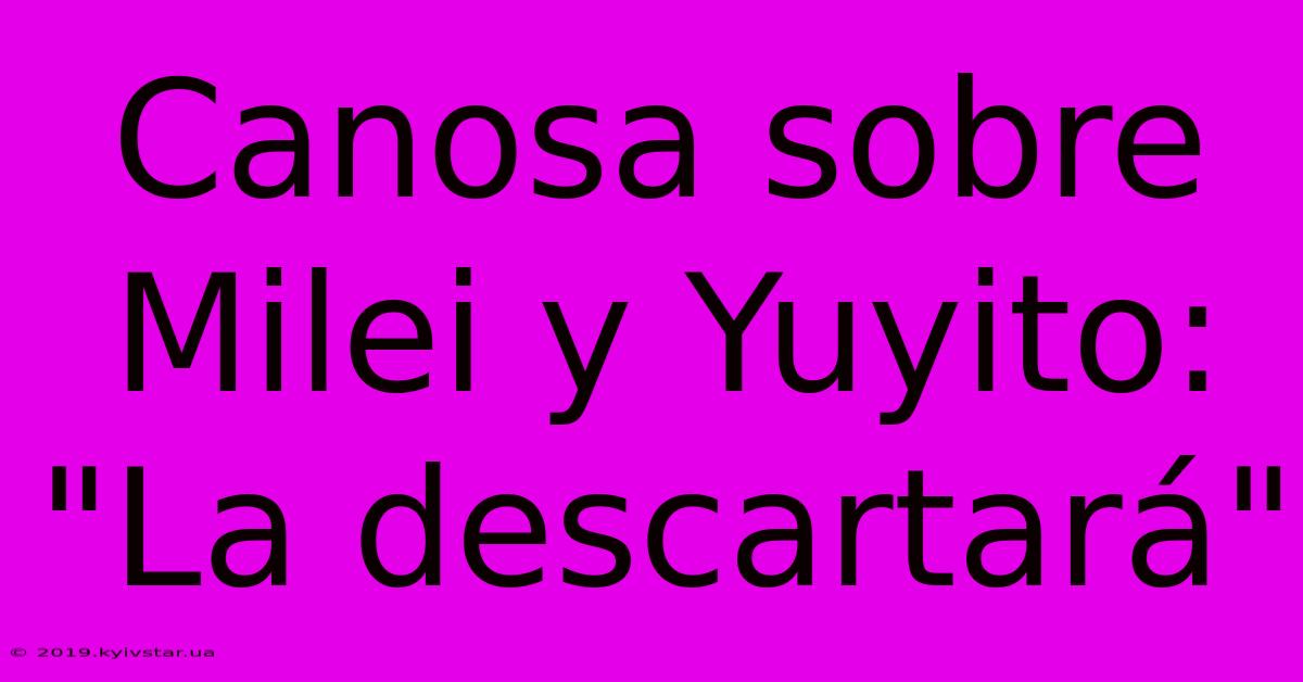 Canosa Sobre Milei Y Yuyito: 