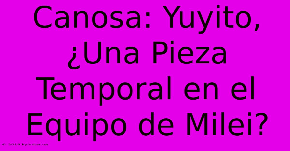 Canosa: Yuyito, ¿Una Pieza Temporal En El Equipo De Milei? 