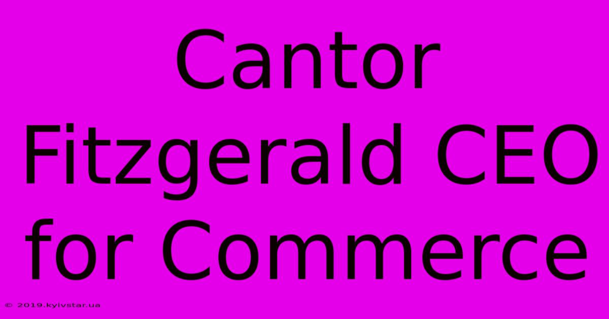 Cantor Fitzgerald CEO For Commerce