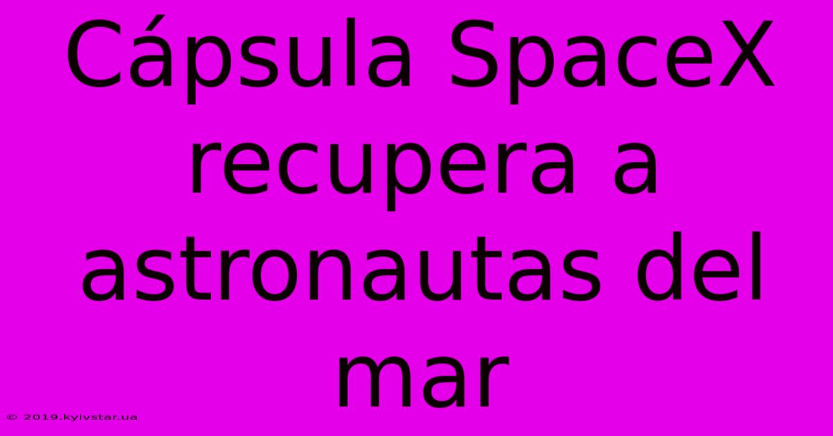 Cápsula SpaceX Recupera A Astronautas Del Mar