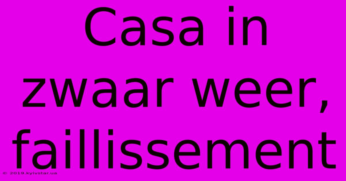 Casa In Zwaar Weer, Faillissement