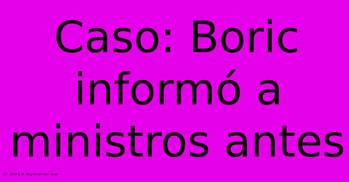 Caso: Boric Informó A Ministros Antes