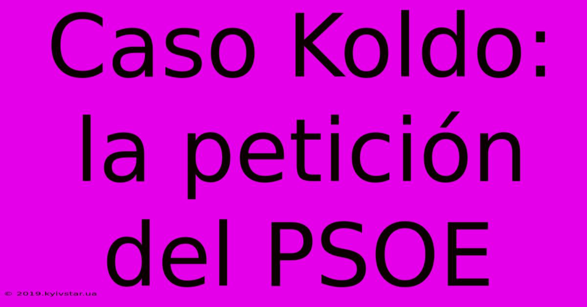 Caso Koldo: La Petición Del PSOE