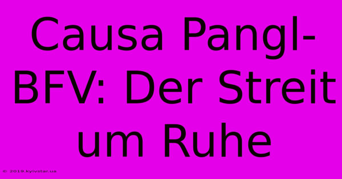 Causa Pangl-BFV: Der Streit Um Ruhe