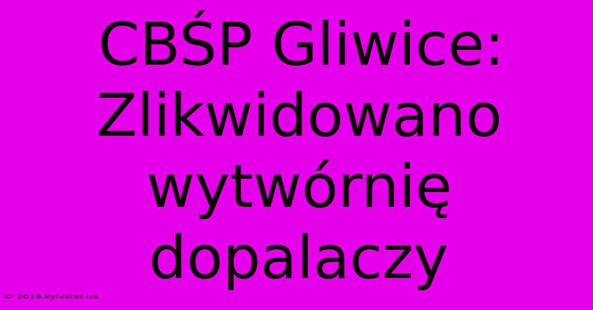 CBŚP Gliwice: Zlikwidowano Wytwórnię Dopalaczy