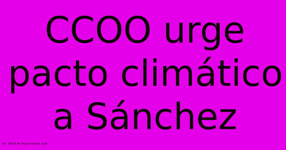 CCOO Urge Pacto Climático A Sánchez