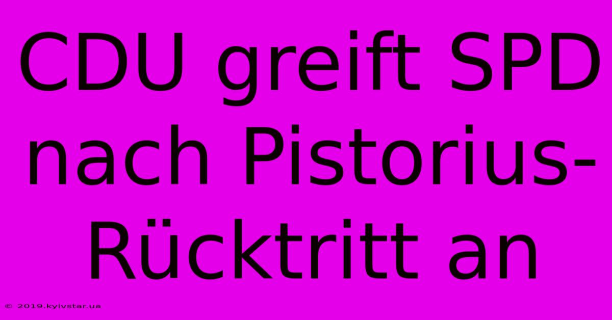 CDU Greift SPD Nach Pistorius-Rücktritt An