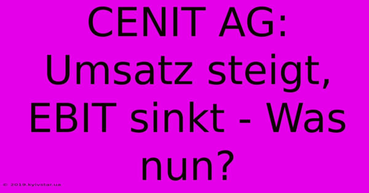 CENIT AG: Umsatz Steigt, EBIT Sinkt - Was Nun?