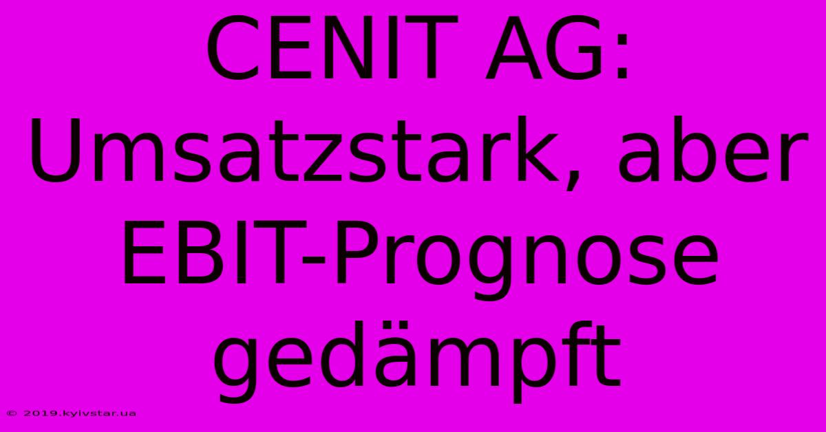 CENIT AG:  Umsatzstark, Aber EBIT-Prognose Gedämpft 