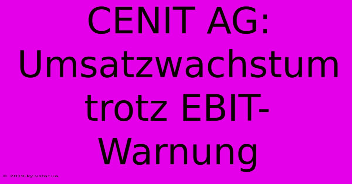 CENIT AG: Umsatzwachstum Trotz EBIT-Warnung