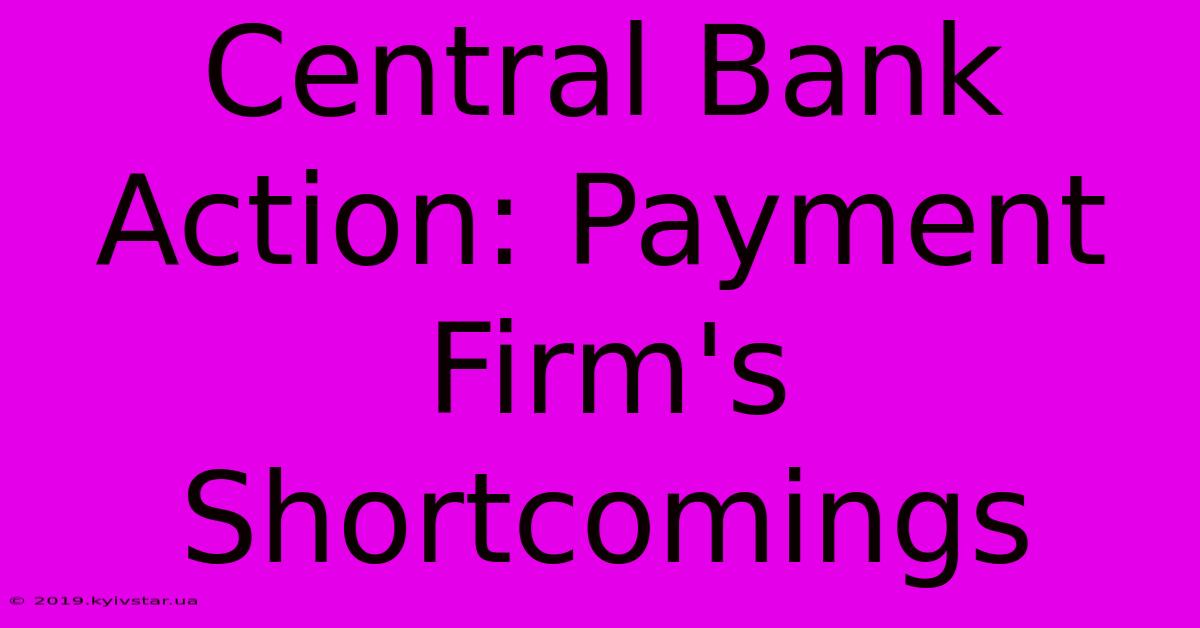 Central Bank Action: Payment Firm's Shortcomings