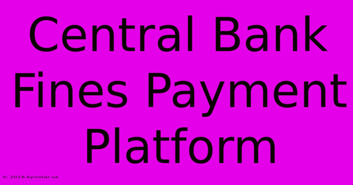 Central Bank Fines Payment Platform