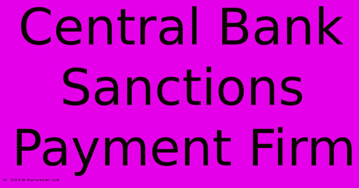 Central Bank Sanctions Payment Firm