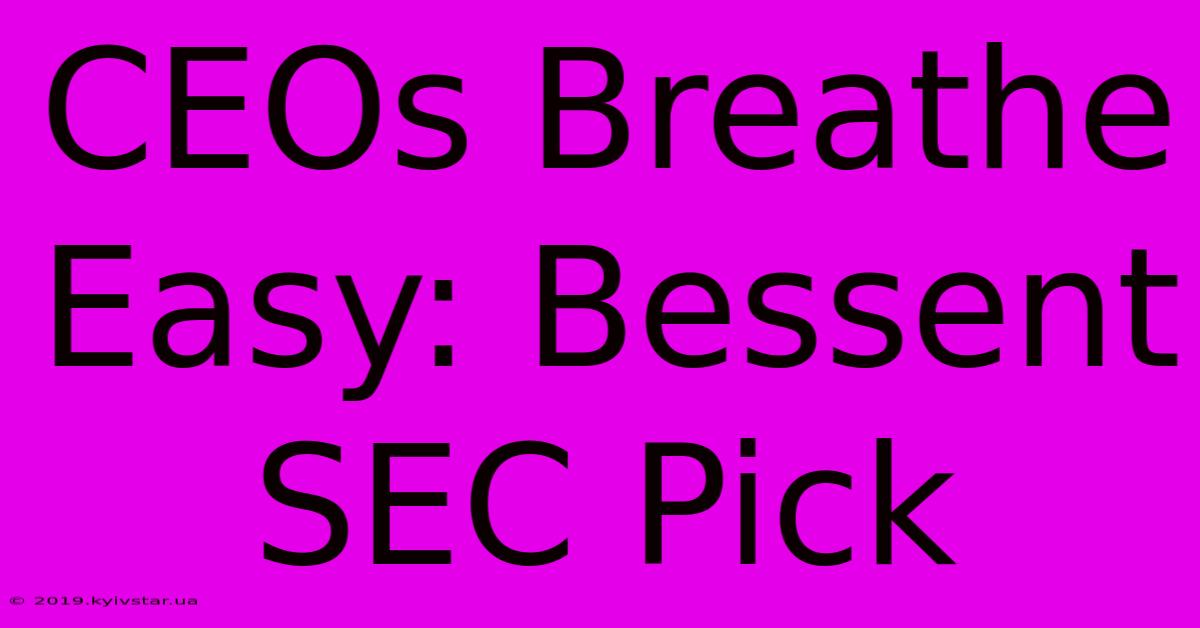 CEOs Breathe Easy: Bessent SEC Pick