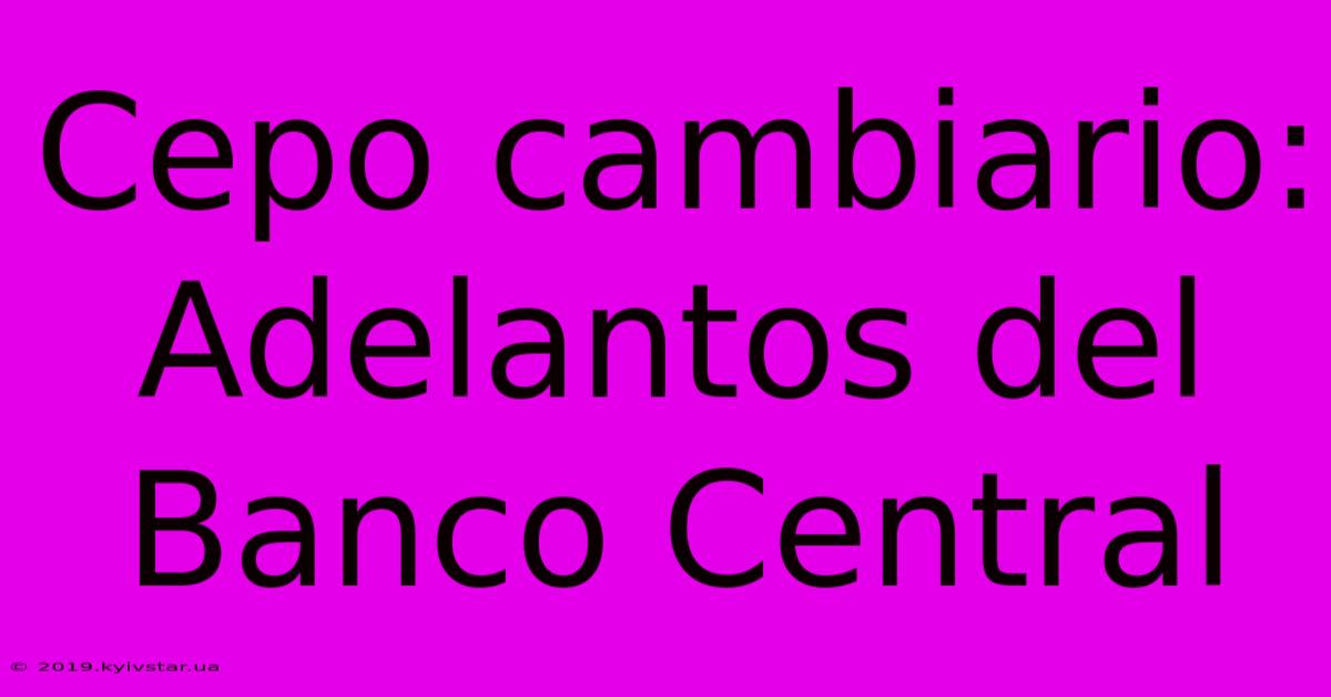 Cepo Cambiario: Adelantos Del Banco Central