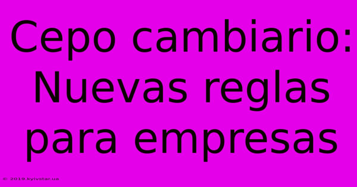 Cepo Cambiario: Nuevas Reglas Para Empresas