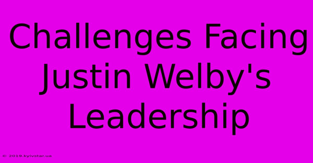 Challenges Facing Justin Welby's Leadership