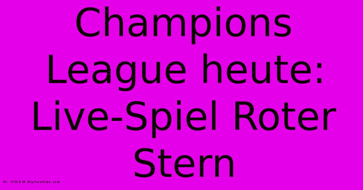 Champions League Heute: Live-Spiel Roter Stern