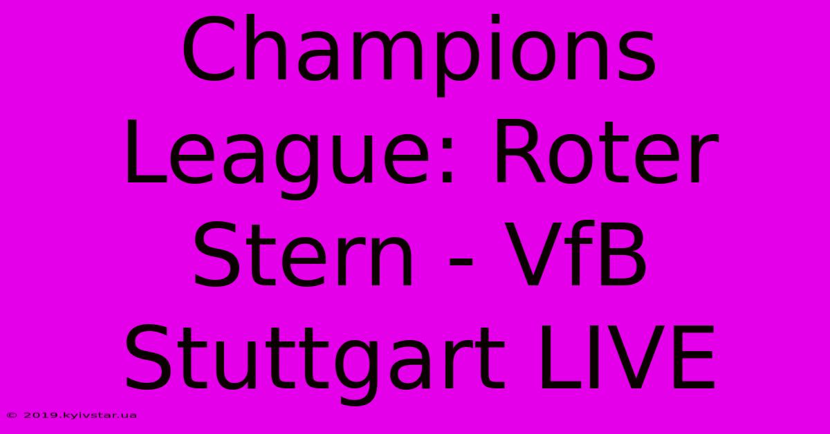 Champions League: Roter Stern - VfB Stuttgart LIVE