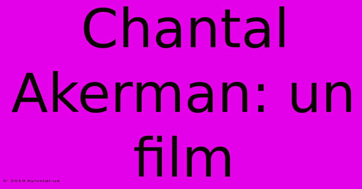 Chantal Akerman: Un Film