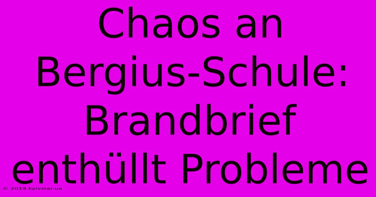 Chaos An Bergius-Schule: Brandbrief Enthüllt Probleme