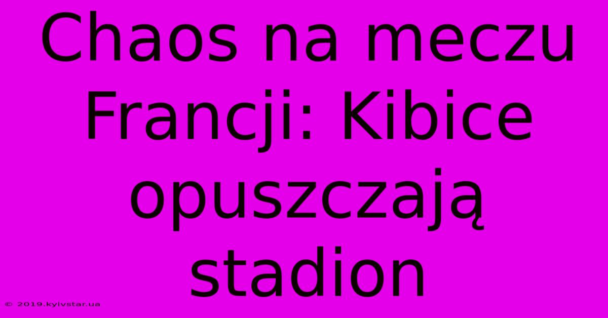 Chaos Na Meczu Francji: Kibice Opuszczają Stadion 