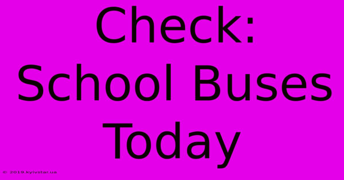 Check: School Buses Today