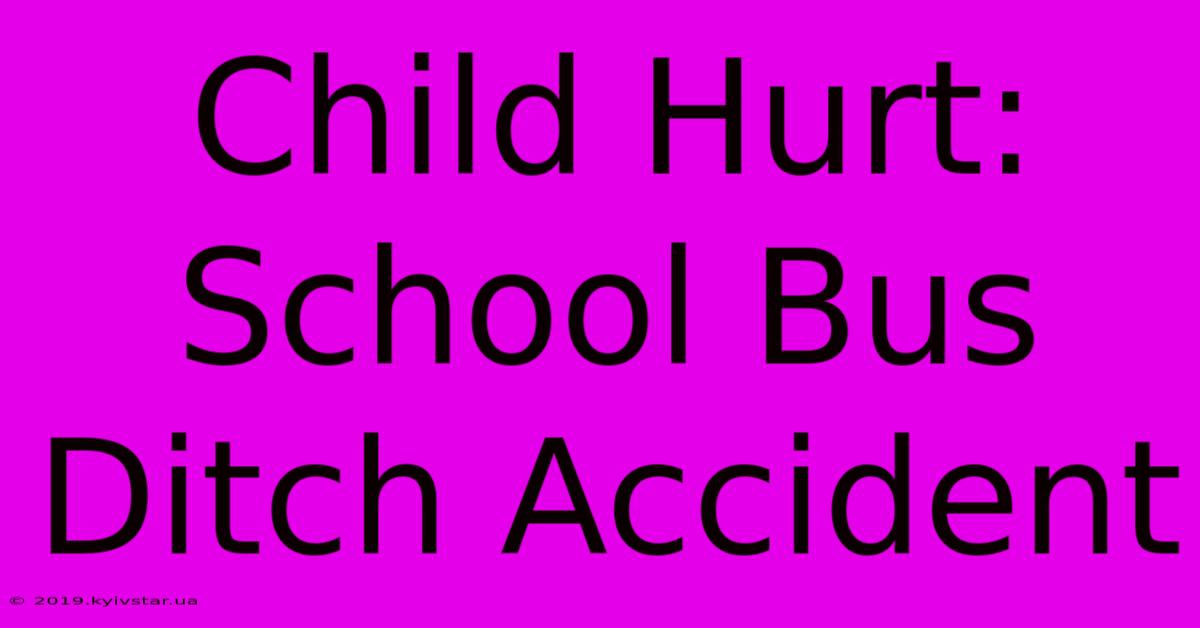 Child Hurt: School Bus Ditch Accident