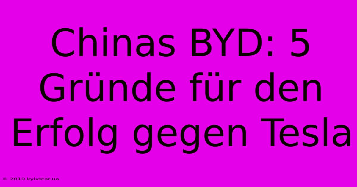 Chinas BYD: 5 Gründe Für Den Erfolg Gegen Tesla