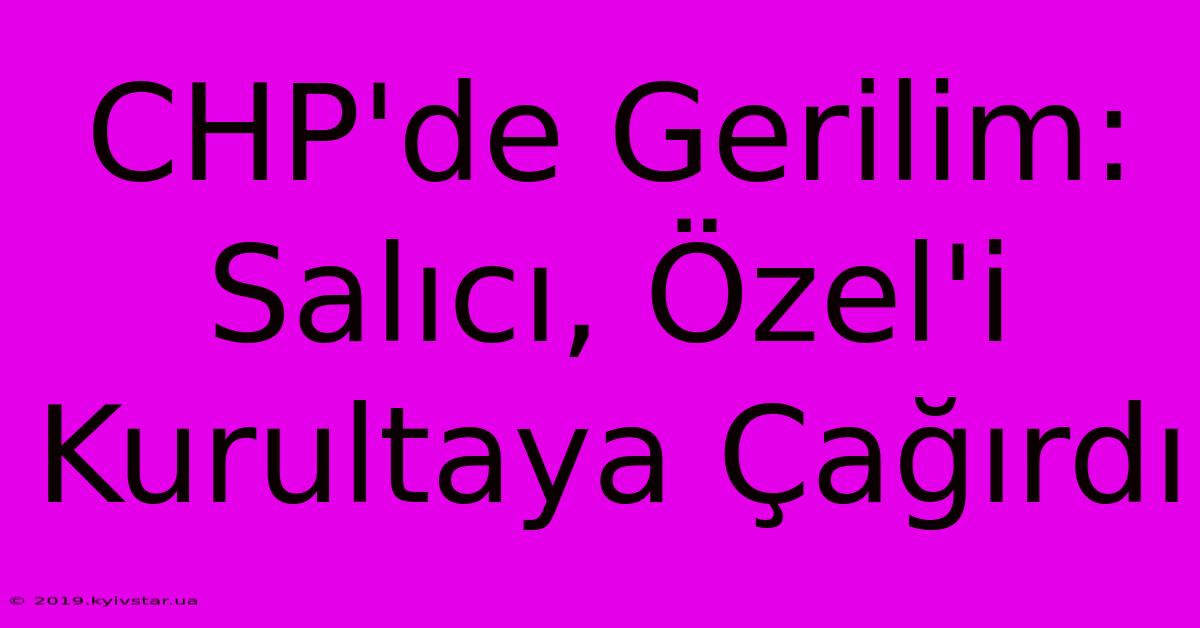 CHP'de Gerilim: Salıcı, Özel'i Kurultaya Çağırdı 