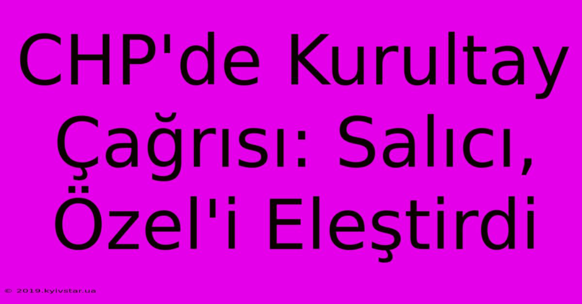 CHP'de Kurultay Çağrısı: Salıcı, Özel'i Eleştirdi