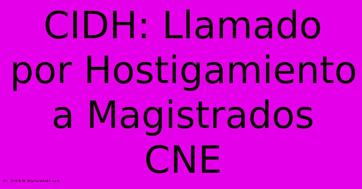 CIDH: Llamado Por Hostigamiento A Magistrados CNE 