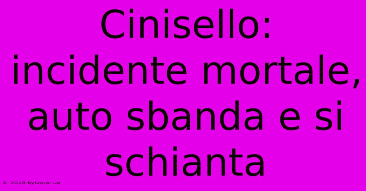 Cinisello: Incidente Mortale, Auto Sbanda E Si Schianta
