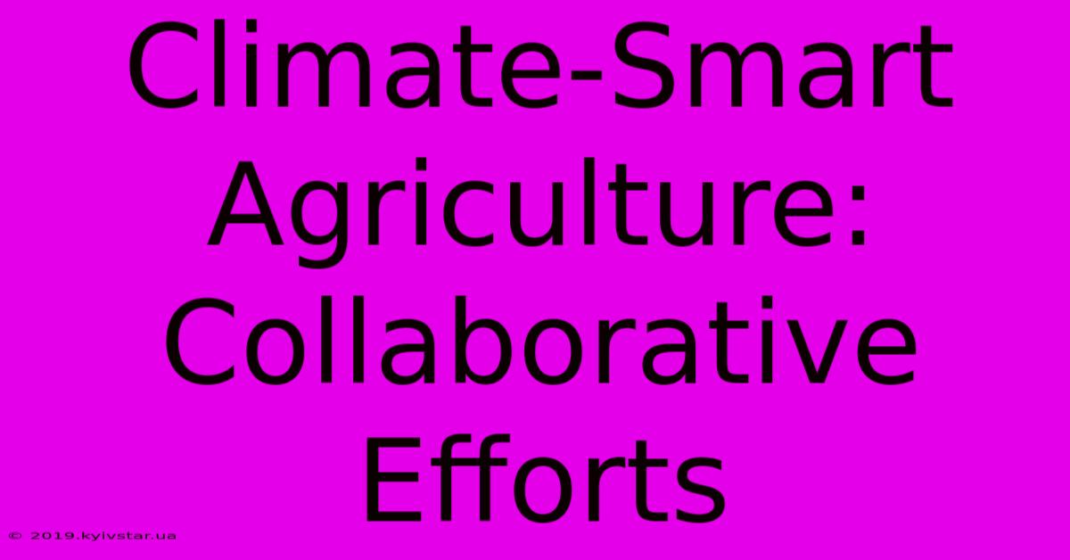 Climate-Smart Agriculture: Collaborative Efforts