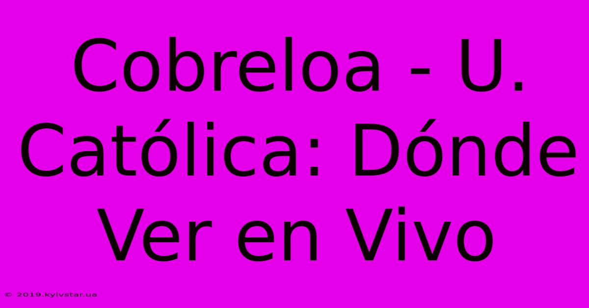 Cobreloa - U. Católica: Dónde Ver En Vivo