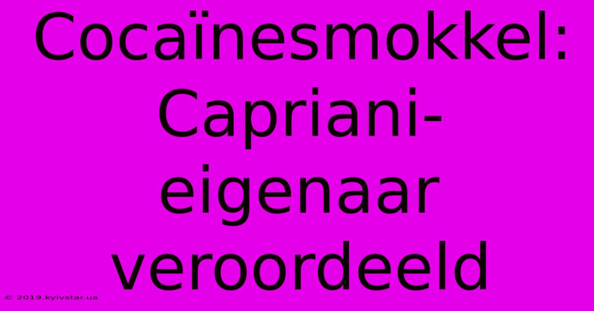 Cocaïnesmokkel: Capriani-eigenaar Veroordeeld