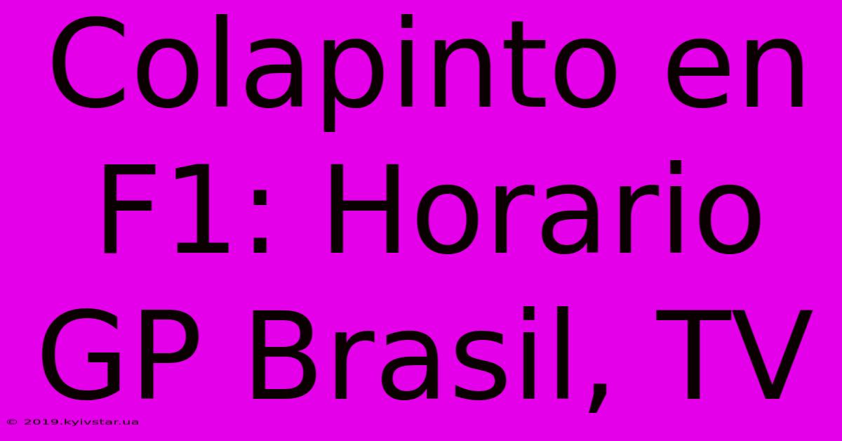 Colapinto En F1: Horario GP Brasil, TV